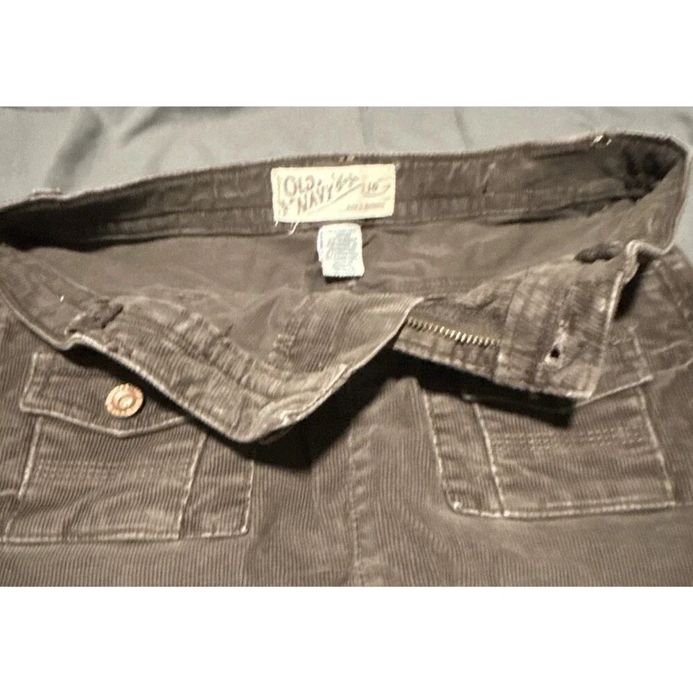 Old Navy Girls-Brown Corduroy, A-Line Knee Skirt, Pockets Button: Size 10